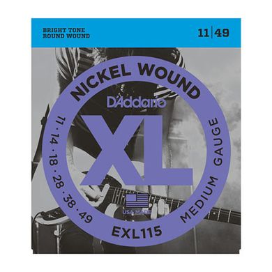 Струни D'Addario EXL115 Nickel Wound, Medium/Blues-Jazz Rock, 11-49