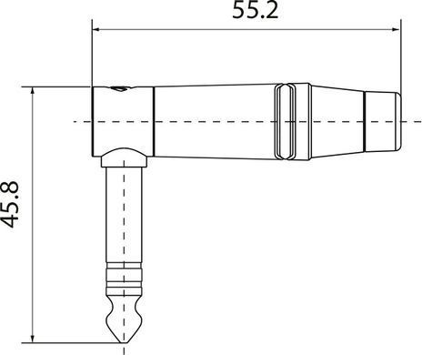 Роз'єм Roxtone RJ3RPP-BK-BG Jack 6.3mm (stereo) кутовий