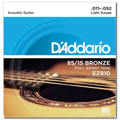 Струны D'Addario EZ910 80/15 Bronze Light, 11-52