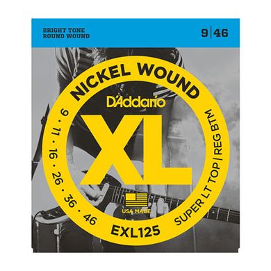 Струни D'Addario EXL125 Nickel Wound, Super Light Top/ Regular Bottom, 9-46