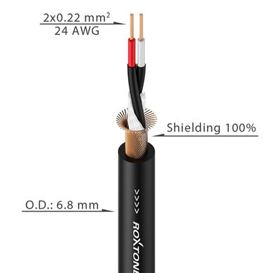 Мікрофонний кабель Roxtone MC005, 2х0.22, 100 м