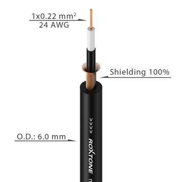 Инструментальный кабель Roxtone GC010, 1х0.22, 100 м