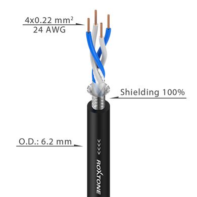 Микрофонный кабель Roxtone MC040, 4х0.22, 100 м