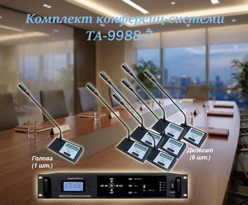 Комплект цифрової бездротової конференц-системи Emiter-S TA-9988-7