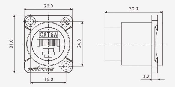 Разъём Roxtone RAE8FD-C6A-B панельный RJ45
