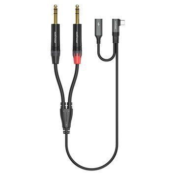 Двоканальний симетричний аудіокабель Roxtone RA3B-TC2JS USB-C - 2*6.35mm stereo