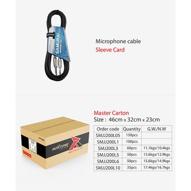 Микрофонный кабель Roxtone SMJJ200L6, 2x0.22, 6 м