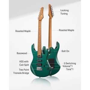 Электрогитара (комплект) Donner Music DST-700 HSS Green EC6815
