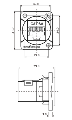 Фото товара Разъём Roxtone RAD-C6A-B RJ 45 панельный