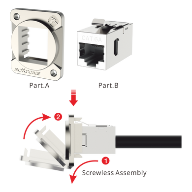 Фото товара Разъём Roxtone RAD-C6A-B RJ 45 панельный