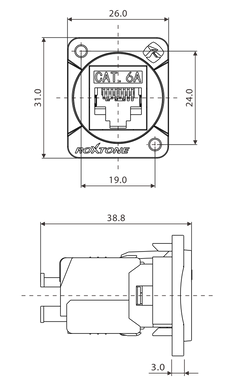 Роз'єм Roxtone RAD-C6A-IDC-B RJ 45 панельний
