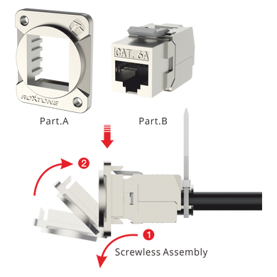 Роз'єм Roxtone RAD-C6A-IDC-B RJ 45 панельний
